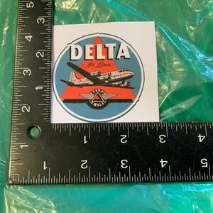 DELTA AIR LINES AIRLINES 1950s DESIGN LOGO DECAL / STICKER Jet Red Teal 2.5”